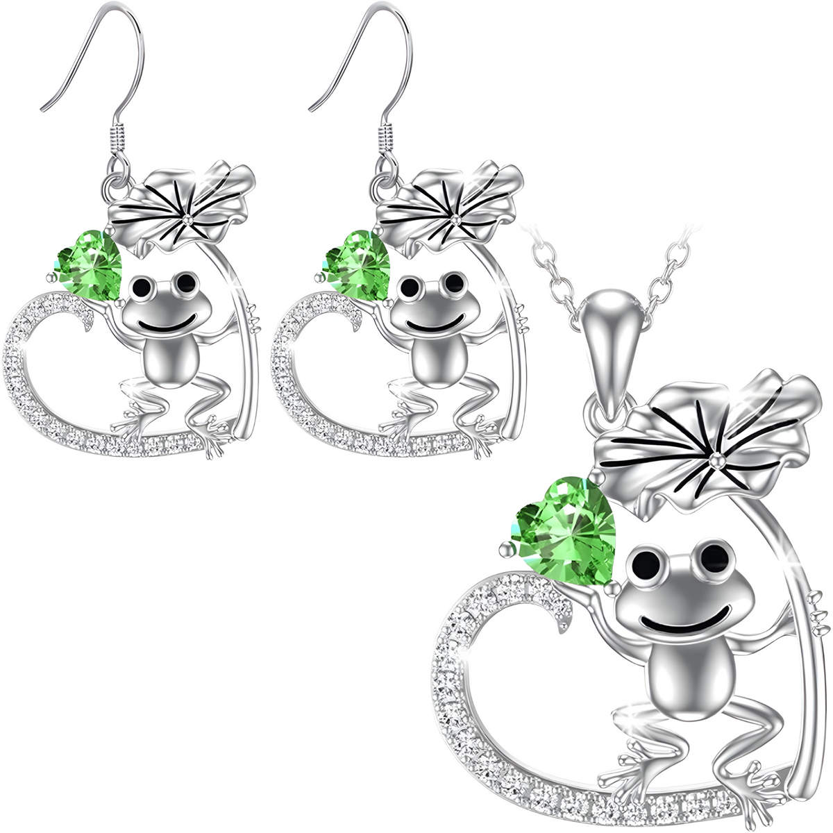 Frog Necklace and Earring Set for Women–Zinc Alloy Rhinestone Jewellery Set 1237