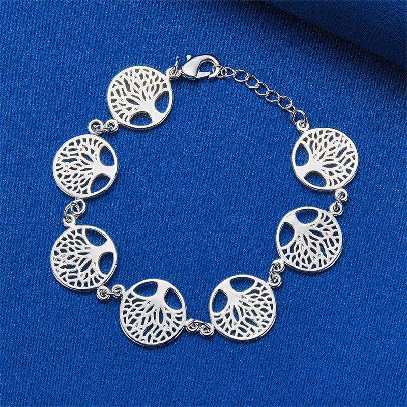 925 Sterling Silver Tree Of Life Bracelet Women Silver Chain Link Charm 1748