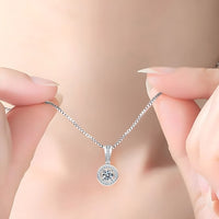 925 Sterling Silver Round Zircon Pendant Necklace – Women's Fashion Jewelry 256