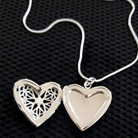 Vintage Heart Locket Necklace for Women – Silver-Plated Zinc Alloy Filigree 1225