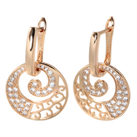 Rose Gold Color Sparkling Zircon Stone Hoop Earring Elegant Drop Round Charm 622