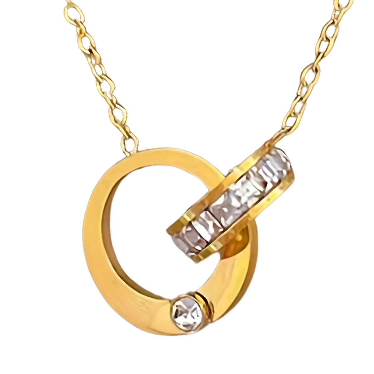 Dual Hoop Pendant Necklace for Women – Real PVD Gold Plated Stainless Steel 741