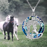 Unified Jewellery Tree of Life Horse Necklace,Silver Plated Stainless Steel B257