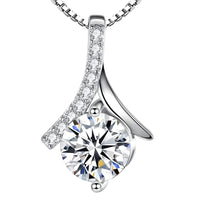 Sterling Silver Pendant Necklace for Women Real 925 Box Chain with AAA Cubic 288