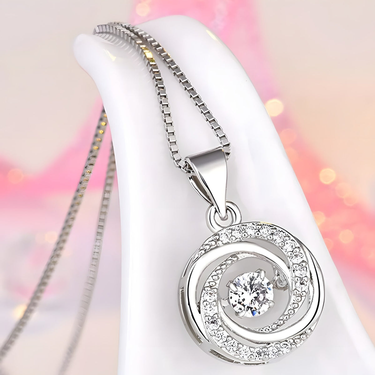 925 Sterling Silver Women Jewelry Gift Round Whirl Pendant Necklaces Fashion 263