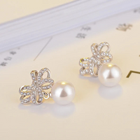 925 Sterling Silver Bow Knot Drop Earrings Pearls - CZ Bow & Pearl Dangle 351