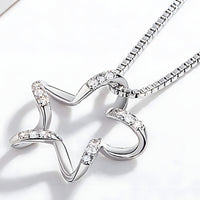 Sterling Silver Star Necklace for Women -Real 925 Box Chain Pendant with AAA 281