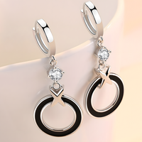 Elegant Sterling Silver Circle Drop Earrings with Sparkling Cubic Zirconia 495