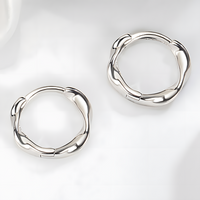 Silver-Tone Twisted Hoop Earrings Women Copper Alloy Zinc-Plated Fashion 993
