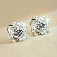 Knot Stud Earrings for Women – Trendy Cubic Zirconia Round Studs Interwoven 814