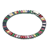 Premium Multicolour Rectangular Crystal Tennis Bracelet for Women, 18cm 1846