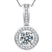 925 Sterling Silver Round Zircon Pendant Necklace – Women's Fashion Jewelry 256