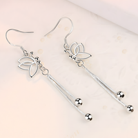 925 SilverPlated Butterfly Drop Earrings for Women Long Tassel Dangle Design 983