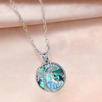 Tree of Life Abalone Shell Necklace for Women, Boho Style Prancing Horse B158