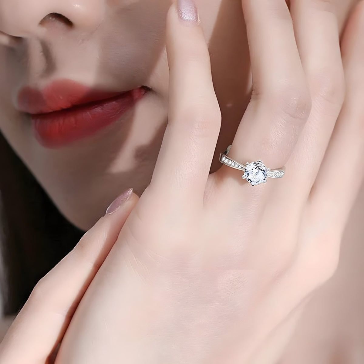 925 Sterling Silver Crown Ring for Women; Adjustable Rhinestone Open Finger 390