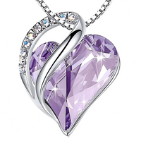 Light Purple Fashion Classic Infinity Love Heart Necklace Plated White Gold B320