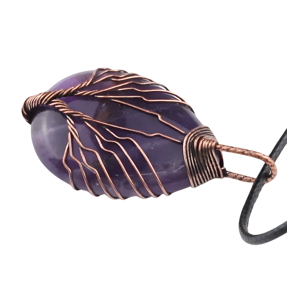 Amethyst Tree Of Life Pendant Necklace Oval Purple Crystal Energy Healing 1348