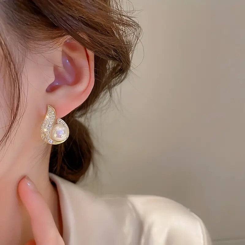 Delicate Stud Earrings Alloy Jewelry Embellished Rhinestones & Imitation 88 UK