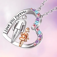 Father Daughter Heart Necklace for Women – Zinc Alloy Pendant Multi-Colour 1246