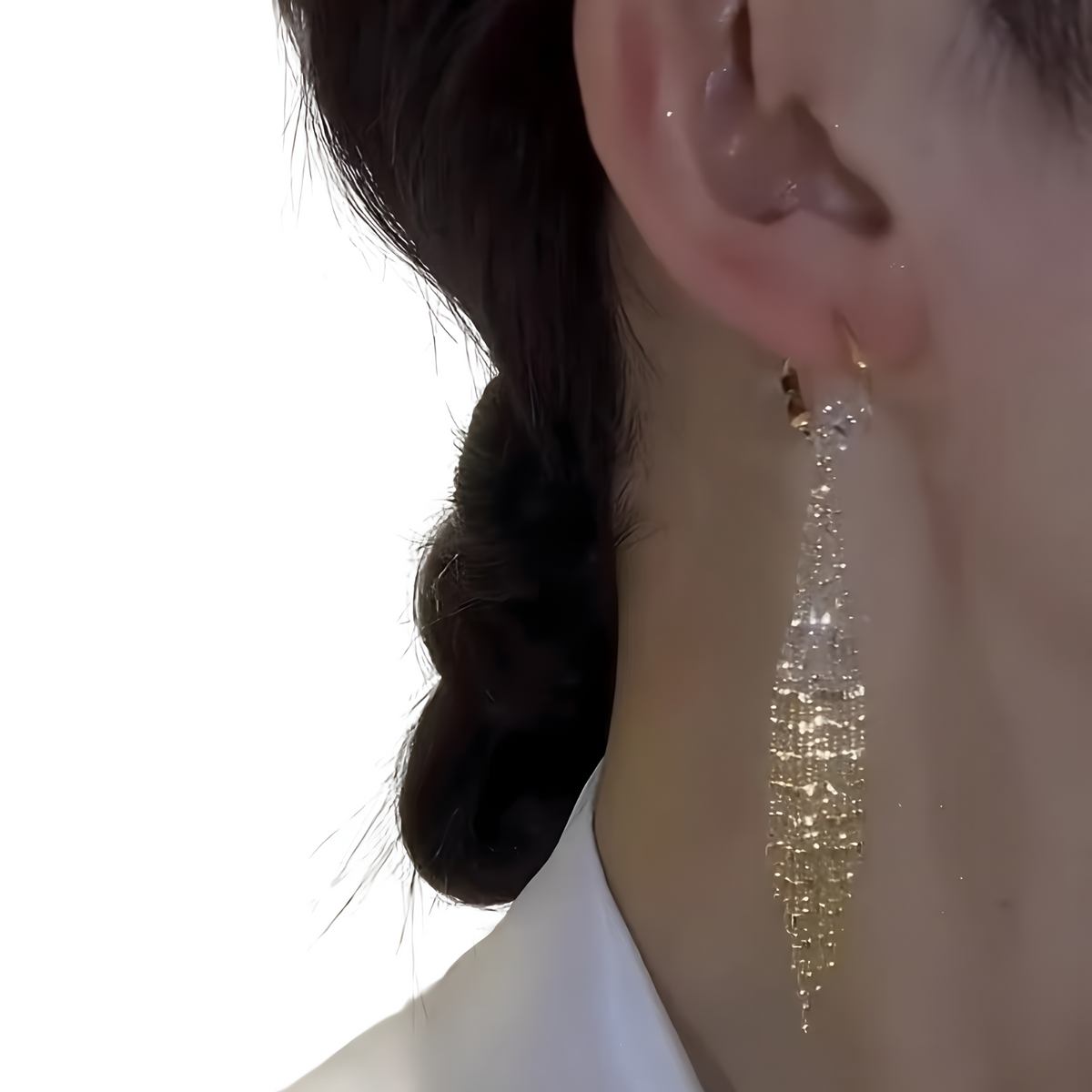 Elegant Gold Tassel Drop Earrings for Women – Long 8.8cm Dangling Earrings 782