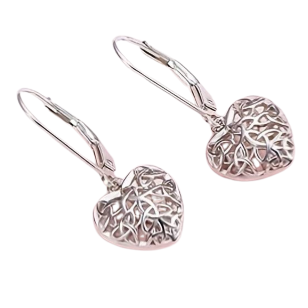 Celtic Knot Heart Drop Earrings Women – Elegant Lever Back Dangle Jewellery 157