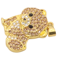 Pomeranian Dog Pendant Necklace Women Gold Tone Look Crystal Animal Charm B238