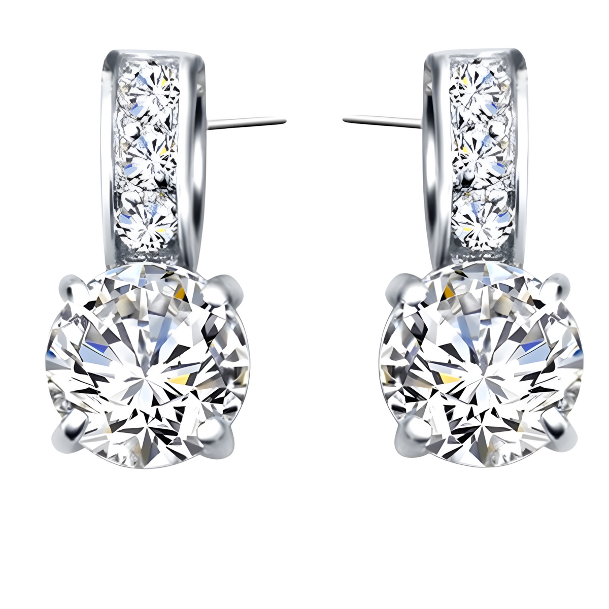925 Silver-Plated Crystal Jewellery Set Women Sparkling Pendant Necklace 848