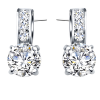 925 Silver-Plated Crystal Jewellery Set Women Sparkling Pendant Necklace 848