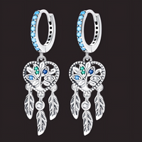 925 Sterling Silver Dreamcatcher Drop Earrings for Women MultiColour Zircon 821