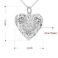 Vintage Heart Locket Necklace for Women – Silver-Plated Zinc Alloy Filigree 1225