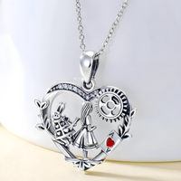 Metal Copper Zinc Alloy Heart Pendant Necklace – Classic Geometric Design 1115