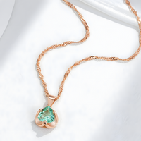 585 Rose Gold Colour Heart Pendant Necklace for Women, Copper Metal Zircon 1271
