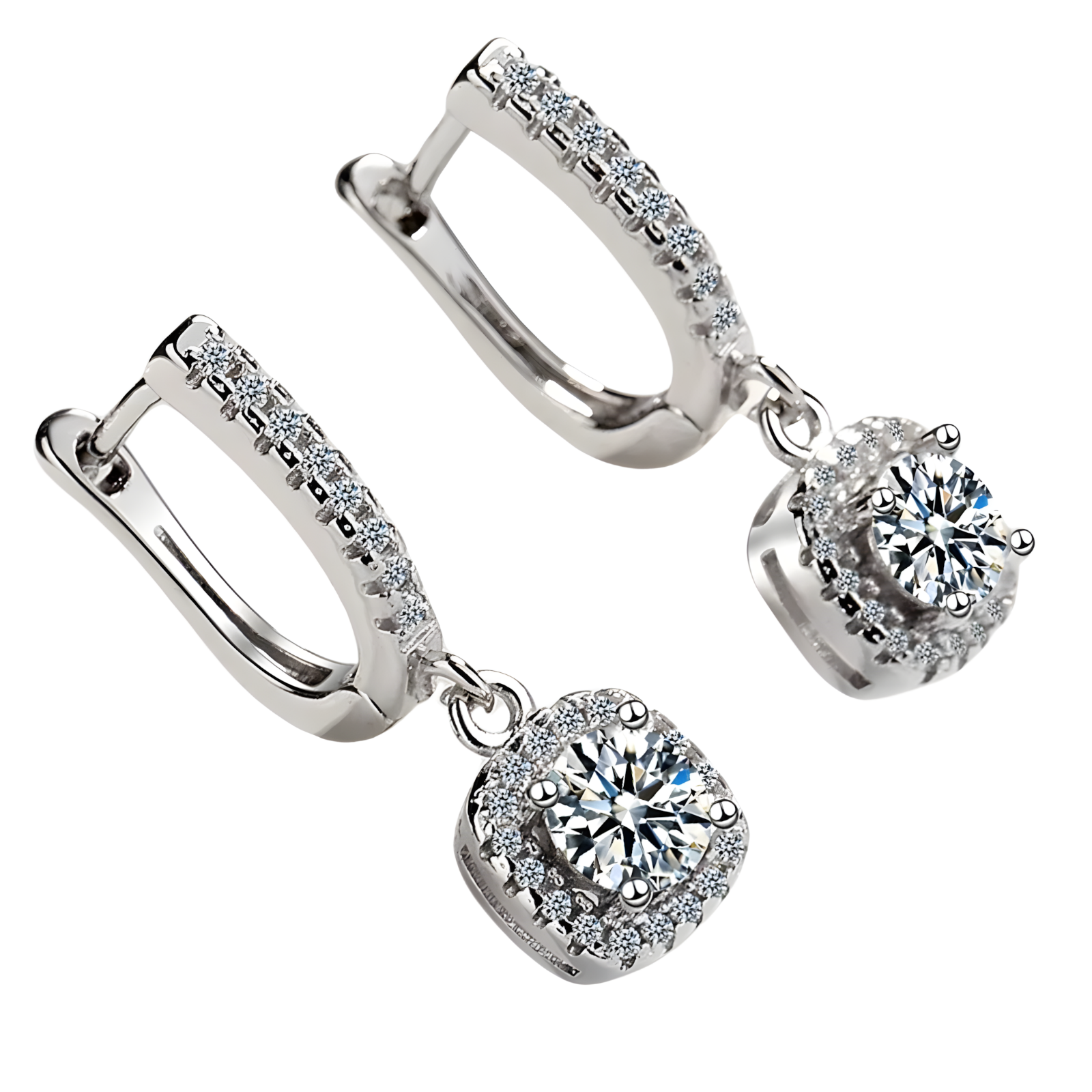 Wedding 925 Sterling Silver Eternity Earrings Women Sparkling Cubic Zirconic 498