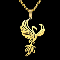 Gold Plated Phoenix Necklace for Women – Zinc Alloy Animal Pendant 44×27mm 1192