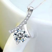 Sterling Silver Pendant Necklace for Women Real 925 Box Chain with AAA Cubic 288