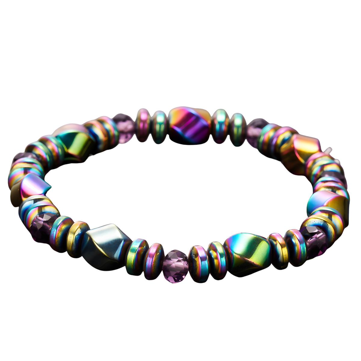 Luxury-Style Multicolour Magnetic Bead Bracelet - 18 cm Elastic Stretch 1819