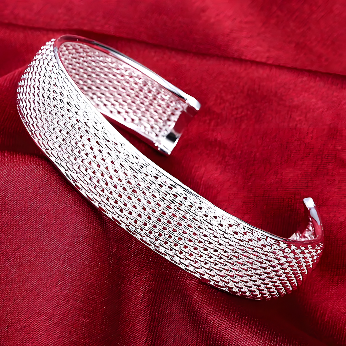 Unified Jewellery Premium Wide Mesh Cuff Bracelet Women Adjustable Bangle 1826