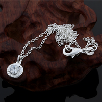 925 Dainty Round Zircon Diamond Pendant Necklace Women: Classic Halo Design 660