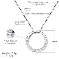 925 Sterling Silver Jewelry Round Zircon Pendants Necklaces Women Fine Semi 265