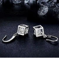 Sparkling Cube CZ Necklace & Earrings Set — Elegant Rope Chain Pendant 1307