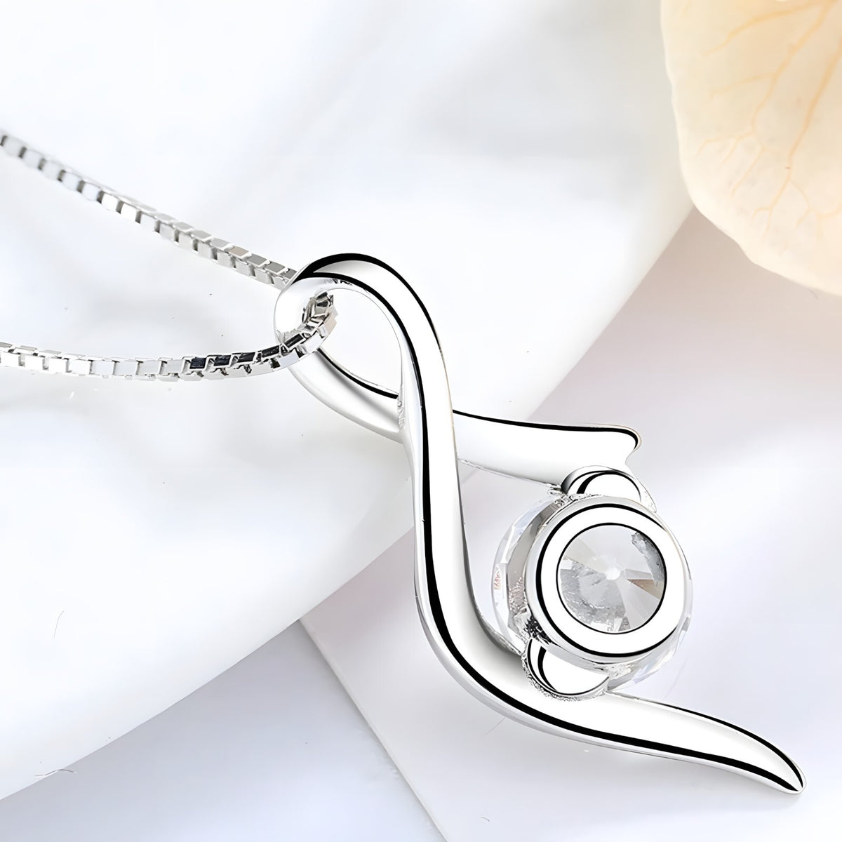 Sterling Silver Infinity Twist Pendant Necklace for Women Real 925 Box Chain 290
