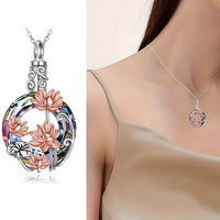Memorial Necklace – Stainless Steel Heart Urn Pendant with Purple Crystal B261