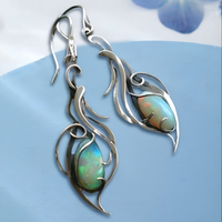 Bohemian Leaf Drop Earrings for Women – Elegant Zinc Alloy + Cubic Zirconia 1163