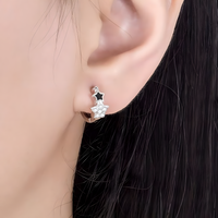925 Silver-Plated Cute Star Hoop Earrings Women – Copper Alloy 925 Silver 1023