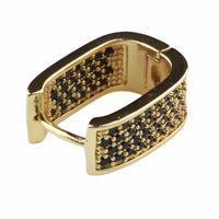 Hoop Earrings For Women Black Zircon Micro Pave Sparkle Round Brilliant Cut 1370