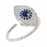 Evil Eye Spinner Ring For Women, Adjustable Open Band Fidget Anxiety Ring 1514