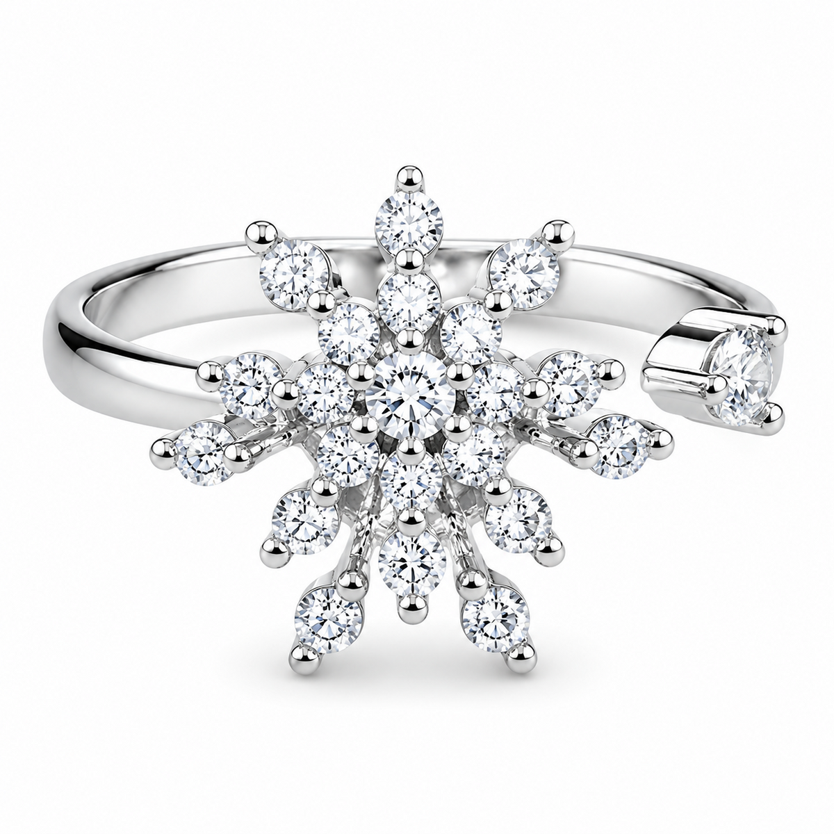 Rotatable Snowflake Spinner Ring Women, Adjustable Open Band Fidget Anxiety 1510