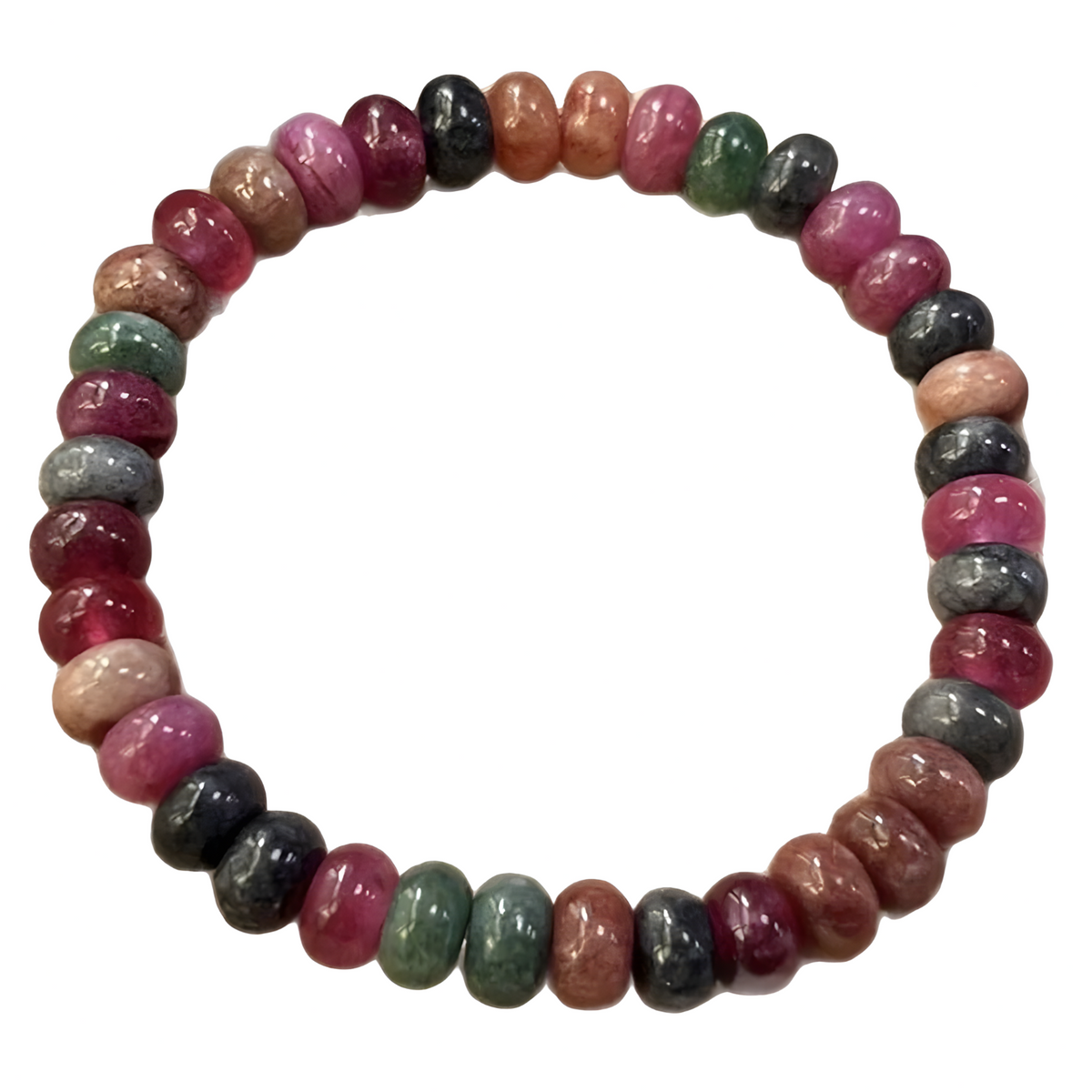 Multicolor Tourmaline Bracelet Natural Rainbow Tourmaline Handmade Beads- 1408