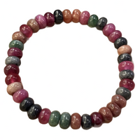 Multicolor Tourmaline Bracelet Natural Rainbow Tourmaline Handmade Beads- 1408