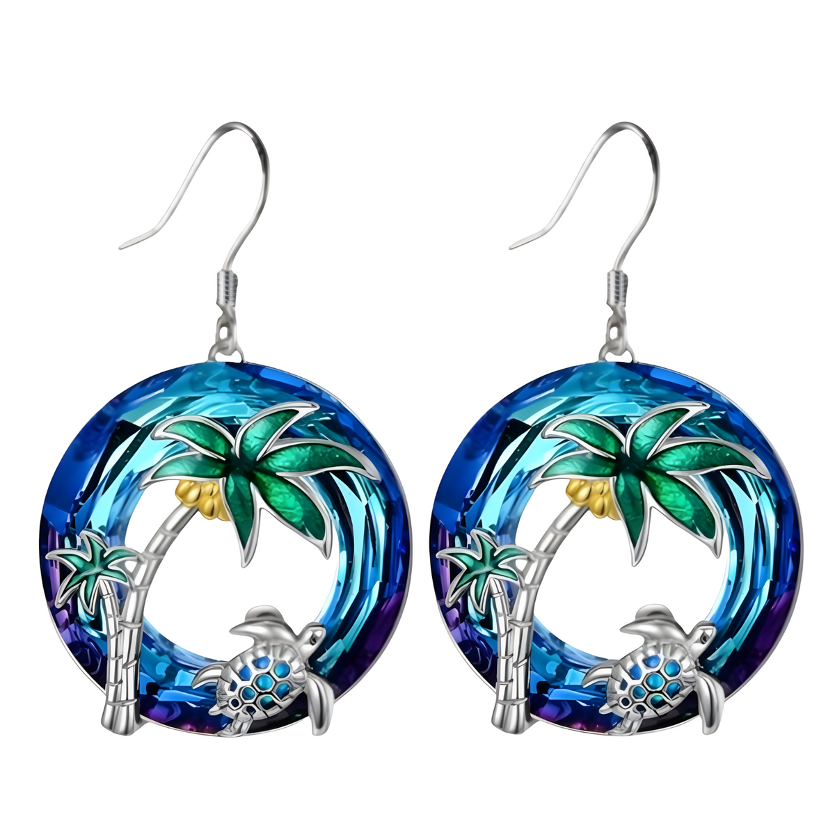 Turtle Necklace and Earring Set Sterling Silver Plated Women Girls Tropical B146